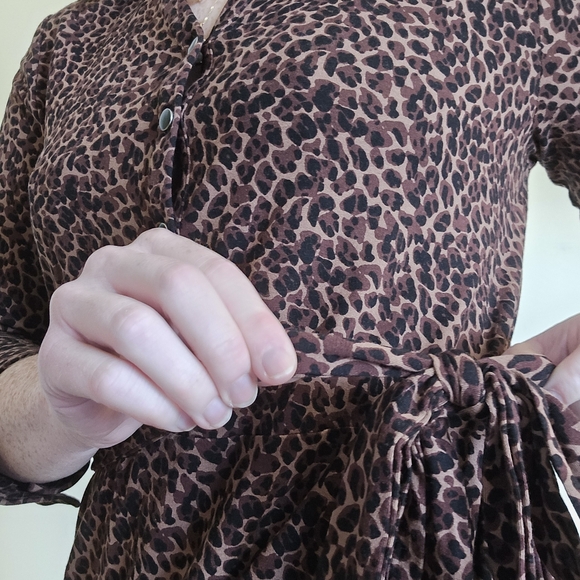 Talbots Animal Print Dress Tie Waist Large Stretch Large - Picture 7 of 10